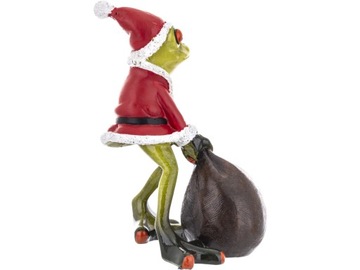 Статуэтка 16х9,5х12 см - Святая Лягушка Дед Мороз с мешком