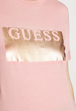 GUESS T-SHIRT DAMSKI BŁYSZCZĄCY LOGO RÓŻ M 0A4F6*