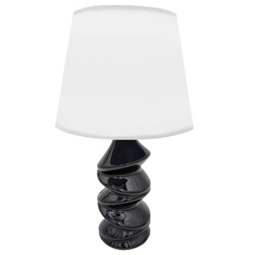 LAMPKA NOCNA CZARNA Z BIAŁYM KLOSZEM LAMPKA STOŁOWA NOWOCZESNA GLAMOUR