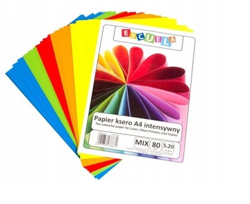 Papier Ksero A4 80g Escuela 100 ark Mix Intensywny