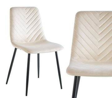 Krzesło Welurowe BEŻOWE Styl LOFT Tapicerowane do Salonu Glamour FURNITEX