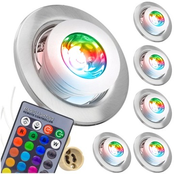 5x RAMKA SUFITOWA ŻARÓWKA LED RGB PILOT STERUJĄCY