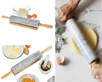 МРАМОРНЫЙ КУХОННЫЙ ВАЛОК ДЛЯ ТЕСТА 46СМ, БЕЛЫЙ