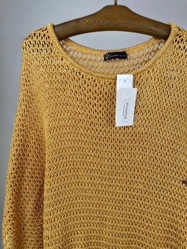 Złota bluzka pleciona ażurowy sweterek nietoperz NY&C r. XXL