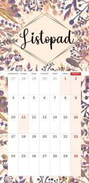 Kalendarz 2025 PLANER miesięczny do notatek 22x46cm HARMONIA