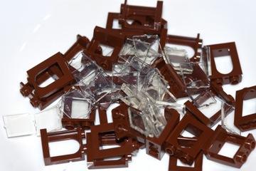 Lego reddish brown szyba okno 90195 + 60601 6szt