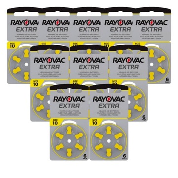 Najmocniejsze baterie RAYOVAC EXTRA do aparatów słuchowych 10 MF 60 + 4