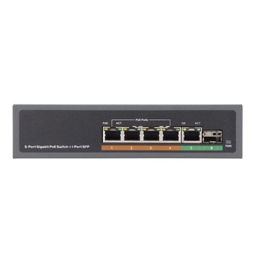 Коммутатор PoE, 5 портов, полный гигабитный оптоволоконный интерфейс SFP, ieee802.3af/at 6