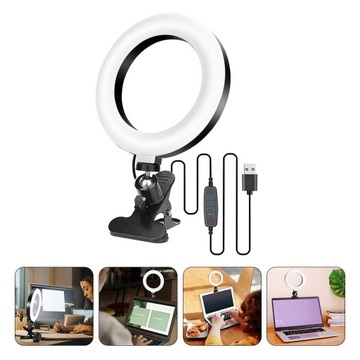 Lampka pierścieniowa na biurko LED do laptopa, akrylowa, przezroczysta