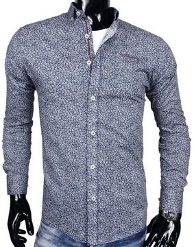 KOSZULA MĘSKA WE WZORKI _ SLIM FIT _ EN217 r. 3XL