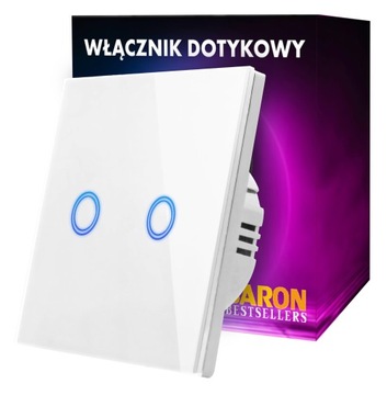 WŁĄCZNIK DOTYKOWY ŚWIATŁA PODWÓJNY, LED, SZKŁO