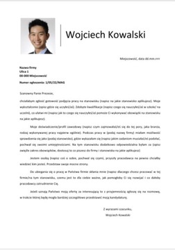 Edytowalny Szablon Listu Motywacyjnego 11/22/LM