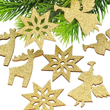 ЗОЛОТОЙ АНГЕЛ ЗВЕЗДЫ С БЛЕСКАМИ СНЕЖИНКИ ДЛЯ РОЖДЕСТВЕНСКОЙ ЕЛКИ ПЛАТЬЕ БОЛЬШОЙ НАБОР