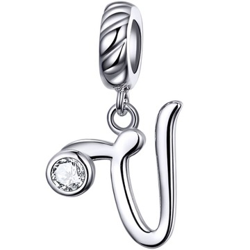 Charms Koralik Bransoletki LITERA V srebro pr.925
