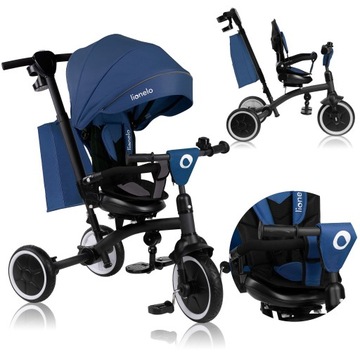 ROWEREK TRÓJKOŁOWY 2w1 OBRACANY REGULOWANY Z DASZKIEM LIONELO TRIS