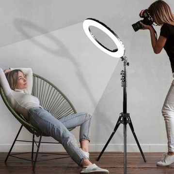 LAMPA PIERŚCIENIOWA RING LED DUŻA Z STATYWEM DO ZDJĘĆ VIDEO + PILOT + TORBA