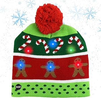 ZIMOWA CZAPKA ŚWIĄTECZNA LED ŚWIECĄCA KOLOROWA