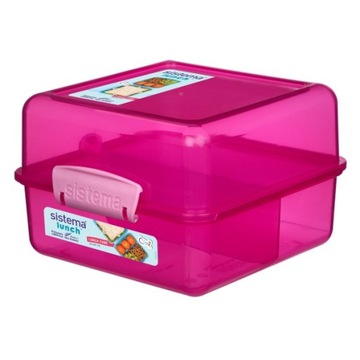 Pojemnik śniadaniowy Sistema Lunch Cube 1.4L różowy lunchbox - idealny