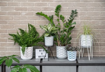 Цветочный горшок Ламела AZTEK, диаметр 19,5 см белый + серый