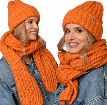 Теплый набор женский шляпа + шарф на зиму польского апельсина A7