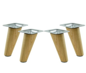 4x Noga do mebli, stolika drewniana, dębowa lakierowana skośna zestaw 10 cm