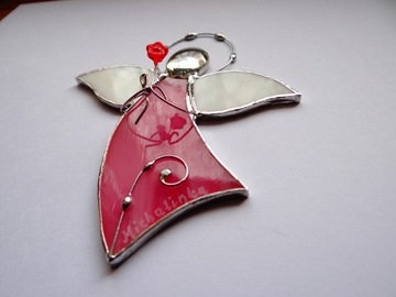 Витражный кулон Ангелочек Ангел летящие цвета