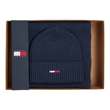 TOMMY HILFIGER GIFTBOX CZAPKA ZIMOWA+SZALIK TJM FLAG BEANIE & SCARF GRANAT