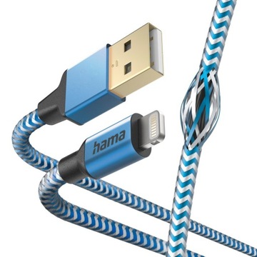 Kabel Lightning do iPhone Hama 1,5m licencja MFI