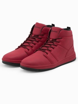 Buty męskie ocieplane sneakersy za kostkę czerwone V1 OM-FOSH-0123 44