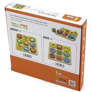 VIGA UKŁADANKA DREWNIANA ZWIERZĘTA PUZZLE MONTESSORI