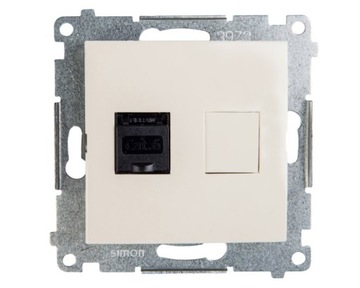 Simon 54 Gniazdo komputerowe pojedyncze RJ45 kat.6 z przesłoną kremowe D61.