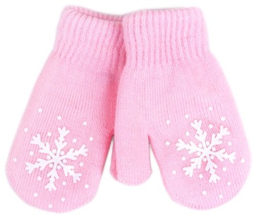 YO RĘKAWICZKI PODWÓJNE ŚNIEŻYNKA RÓŻ 16 CM