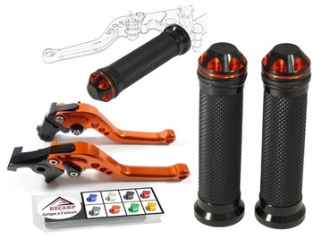 KRÓTKIE KLAMKI MANETKI 22 mm motocykl pomarańczowe