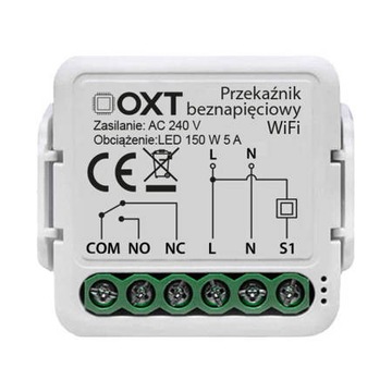 Sterownik Przekaźnik Beznapięciowy WiFi NO/COM/NC 5A - Włącznik WiFi TUYA