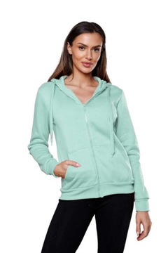 BLUZA DAMSKA Z KAPTUREM W03 MIĘTOWA L (40)