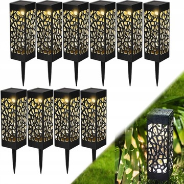 10X LAMPA OGRODOWA SOLARNA LED WBIJANA Z CZUJNIKIEM ZMIERZCHU SŁUPEK
