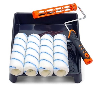 ZESTAW 4x WAŁEK NYLON 23cm/11mm UCHWYT KUWETA farb rozcieńczalnikowych