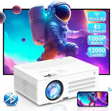 PRZENOŚNY MINI PROJEKTOR RZUTNIK LED 1080P 5G WIFI BLUETOOTH 4K APPLE IOS