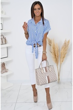 ЛЕГКАЯ РУБАШКА В ПОЛОСКУ, ЗАВЯЗАННАЯ НИЗУ! WZ.2