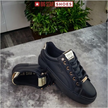 sneakersy Damskie Big Star buty sportowe Czarne Złote trampki NN274209 36