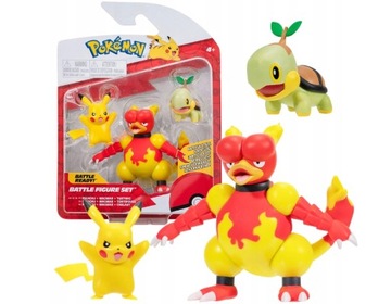 Figurki Bitewne Pokemon Pikachu Magmar Turtwig
