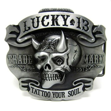 Lucky 13 SKULL TATTOO spinka klamra do pasa