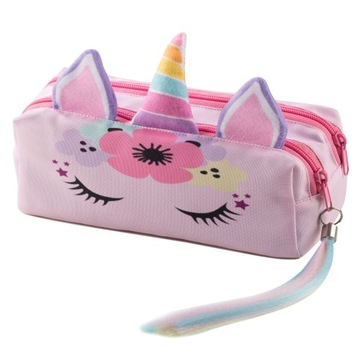 Piórnik Kosmetyczka do szkoły Unicorn Jednorożec Różowy + Tęczowy Ogon