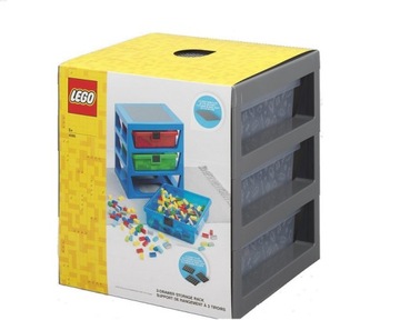 LEGO КНИЖНЫЙ СТОЛ ПОЛКА С 3 ЯЩИКАМИ СЕРЫЙ