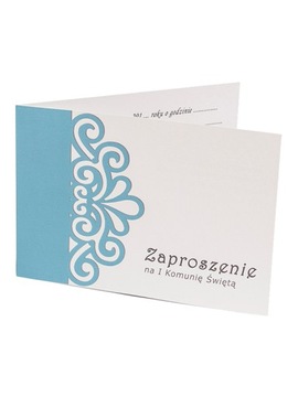 ZAPROSZENIE NIEBIESKI ORNAMENT Z TASIEMKĄ