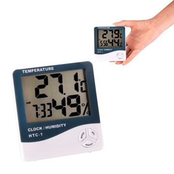 Elektroniczny TERMOMETR ZEGAR HIGROMETR wilgotnościomierz STACJA POGODOWA