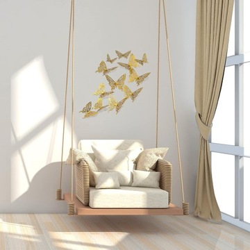 3D-наклейки на стену с бабочками, 24 шт., 3 размера, съемные наклейки с золотыми моточками