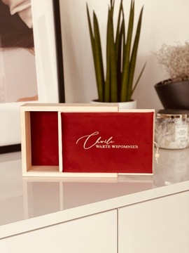 Welurowe Pudełko na Zdjęcia 10x15, 100 ZDJĘĆ, NADRUK ZŁOTY/SREBRNY/GRAWER