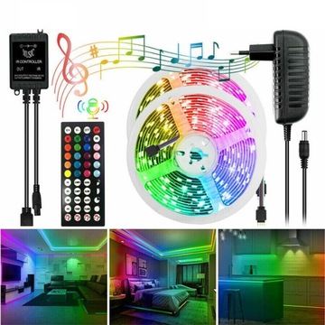 ZESTAW LED RGB 5050 Bluetooth KONTROLER MUZYKA 12M LAMPA PASEK z PILOT APP