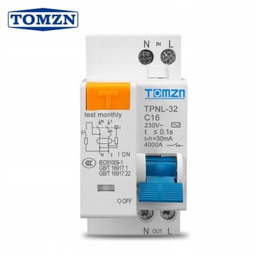 TPNL DPNL 230V 1P N Wyłącznik różnicowoprądowy z